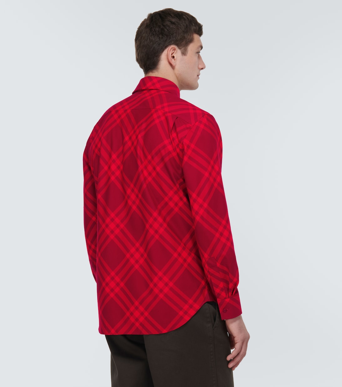 Checked cotton shirt in red Burberry Mytheresa