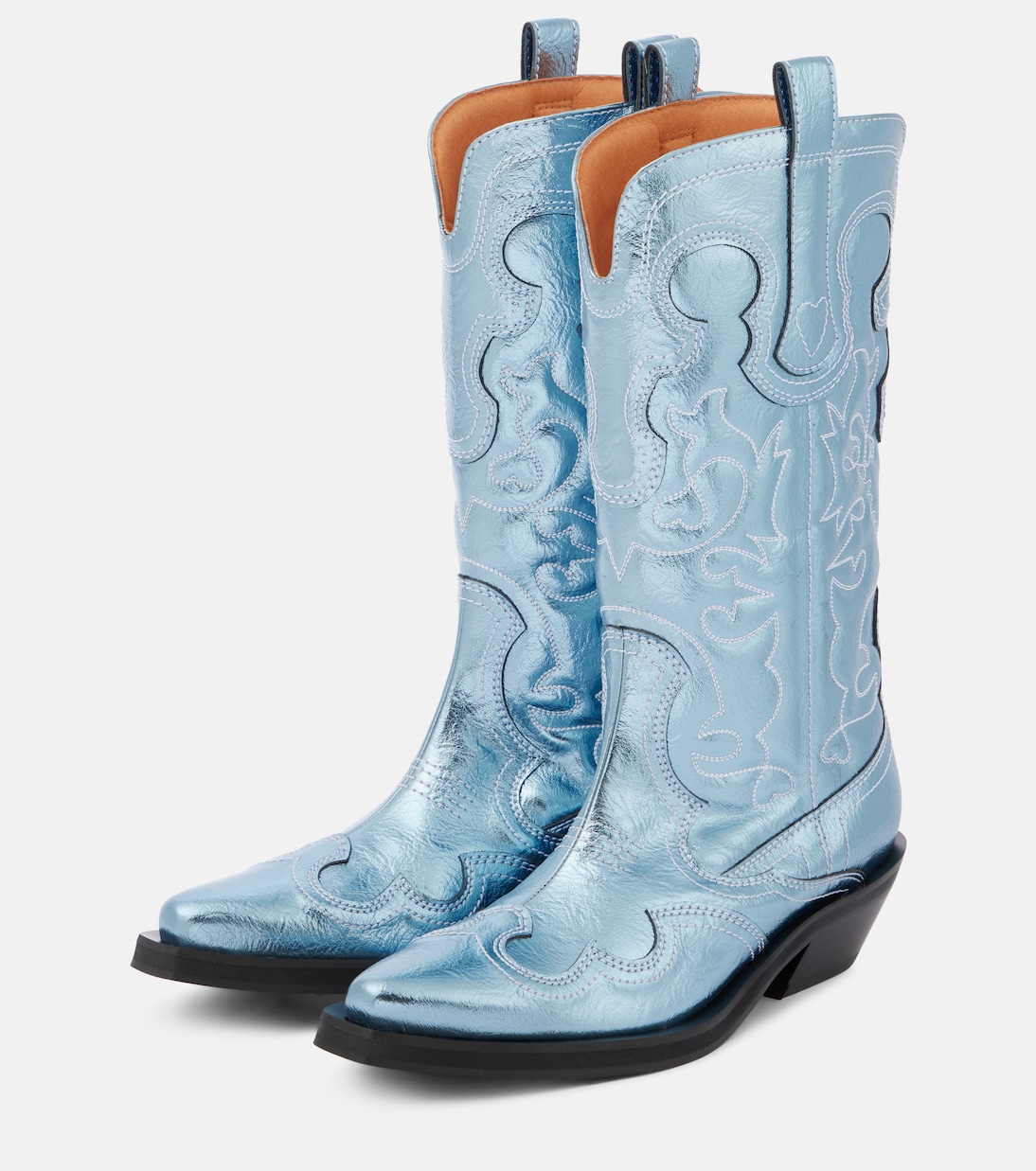 Bottes santiags brodées et métallisées | Ganni