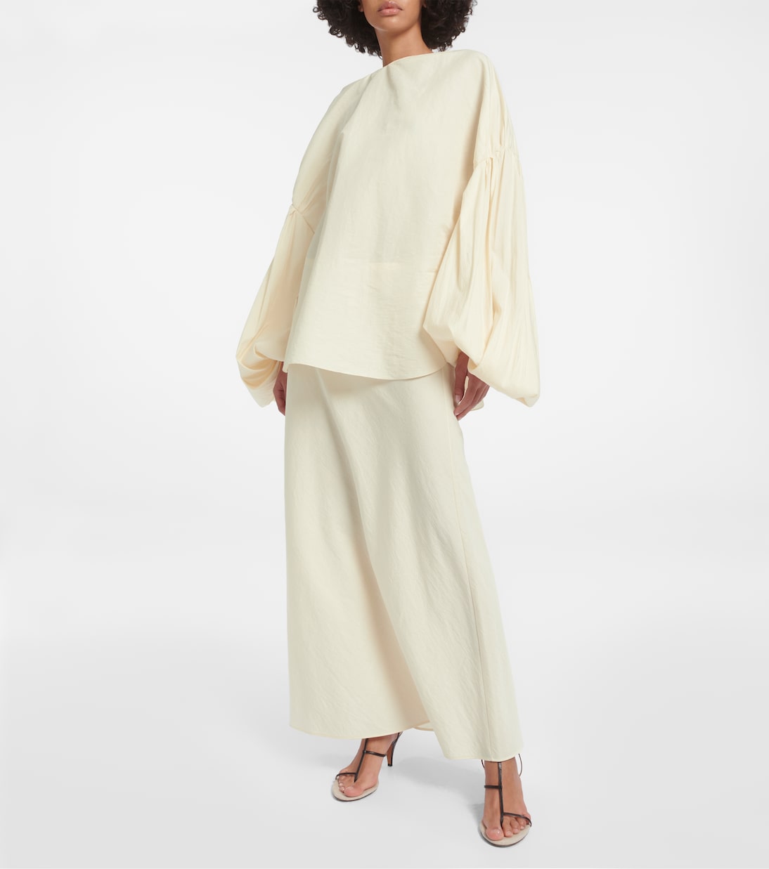 Mauva silk and cotton organza maxi skirt | Khaite