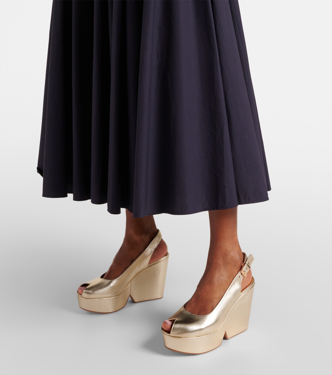 Dylan metallic leather wedge sandals | Clergerie