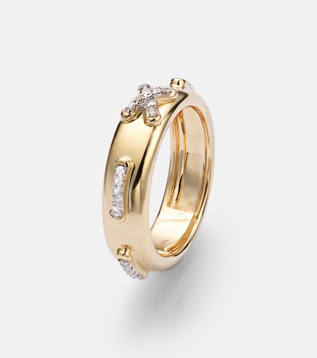 Bague Diamond Cross Stitch en or 14 ct et diamants blancs | Stone and Strand