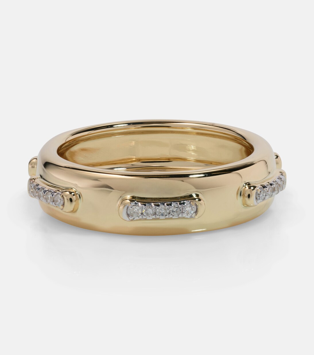 Bague Diamond Cross Stitch en or 14 ct et diamants blancs | Stone and Strand
