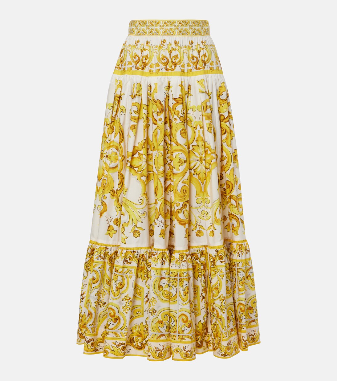 Jupe longue Majolica en coton | Dolce&Gabbana