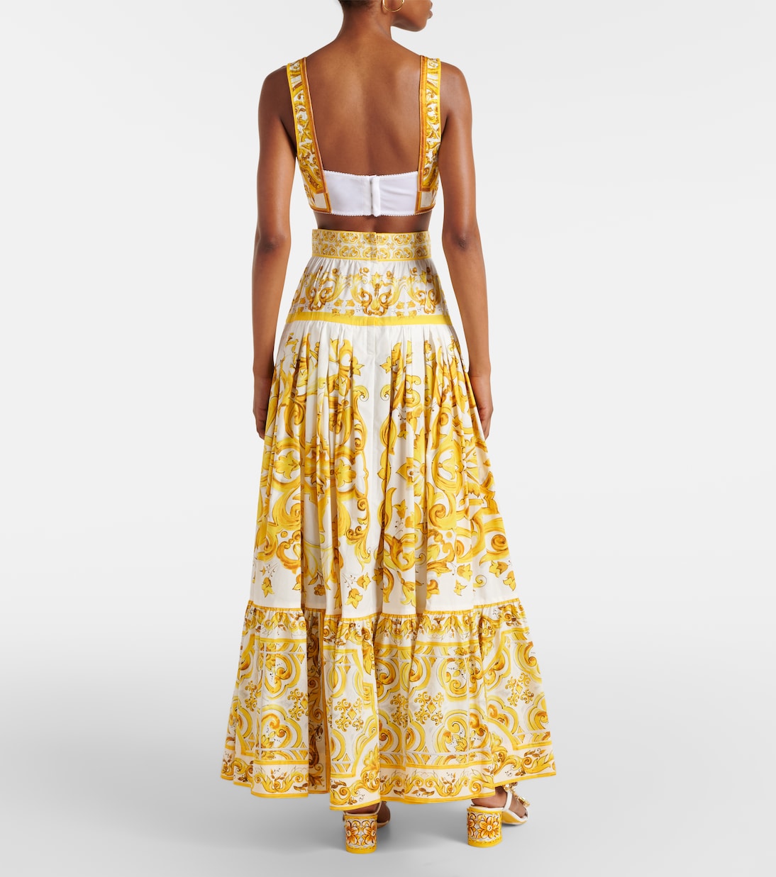 Jupe longue Majolica en coton | Dolce&Gabbana