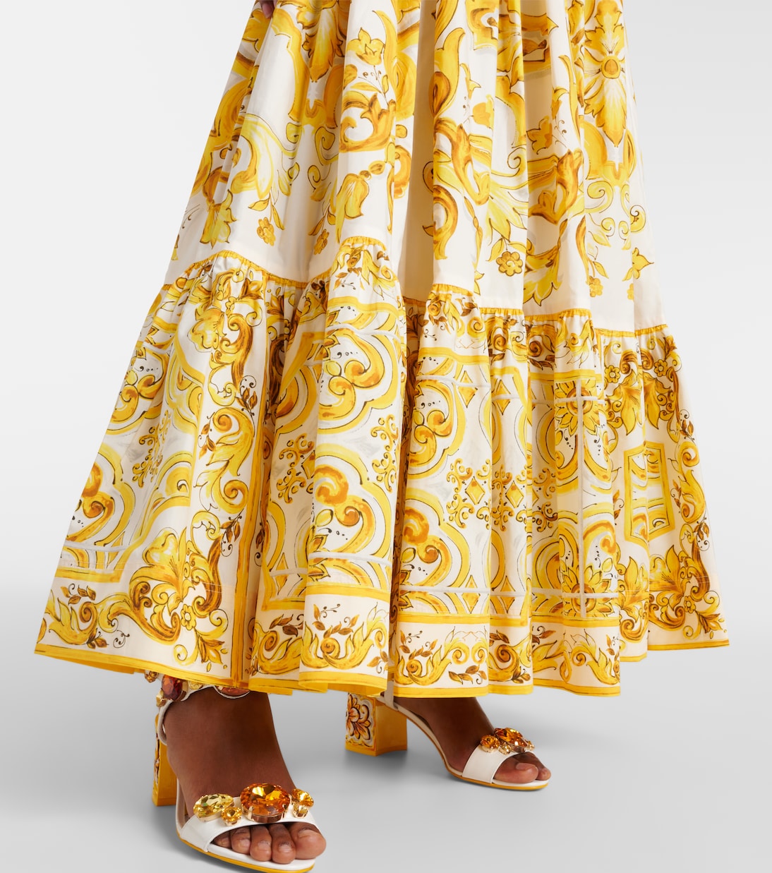 Jupe longue Majolica en coton | Dolce&Gabbana