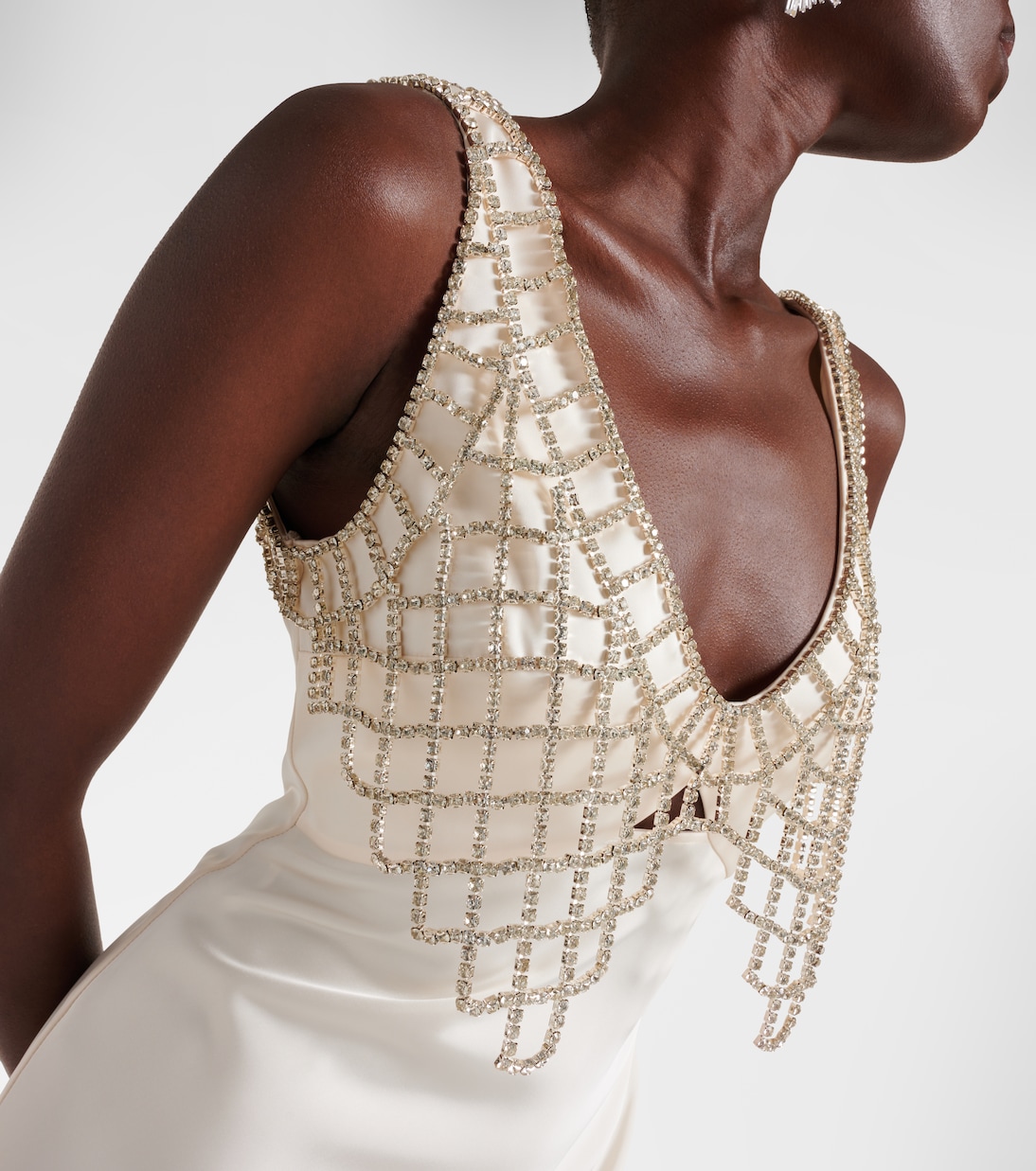 Diamanté-embellished satin maxi dress | Self-Portrait