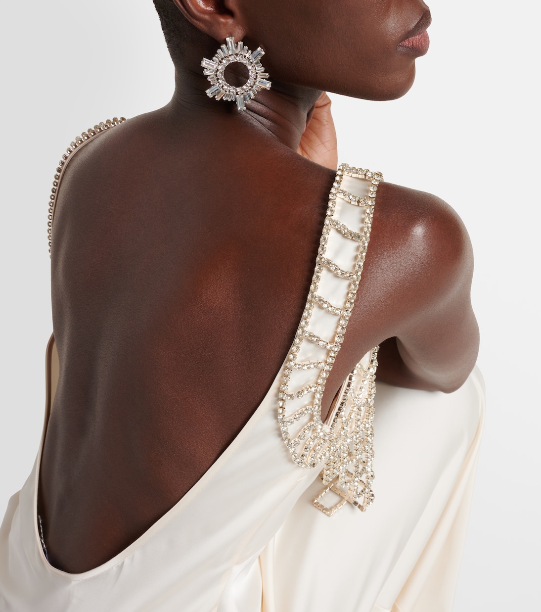 Diamanté-embellished satin maxi dress | Self-Portrait