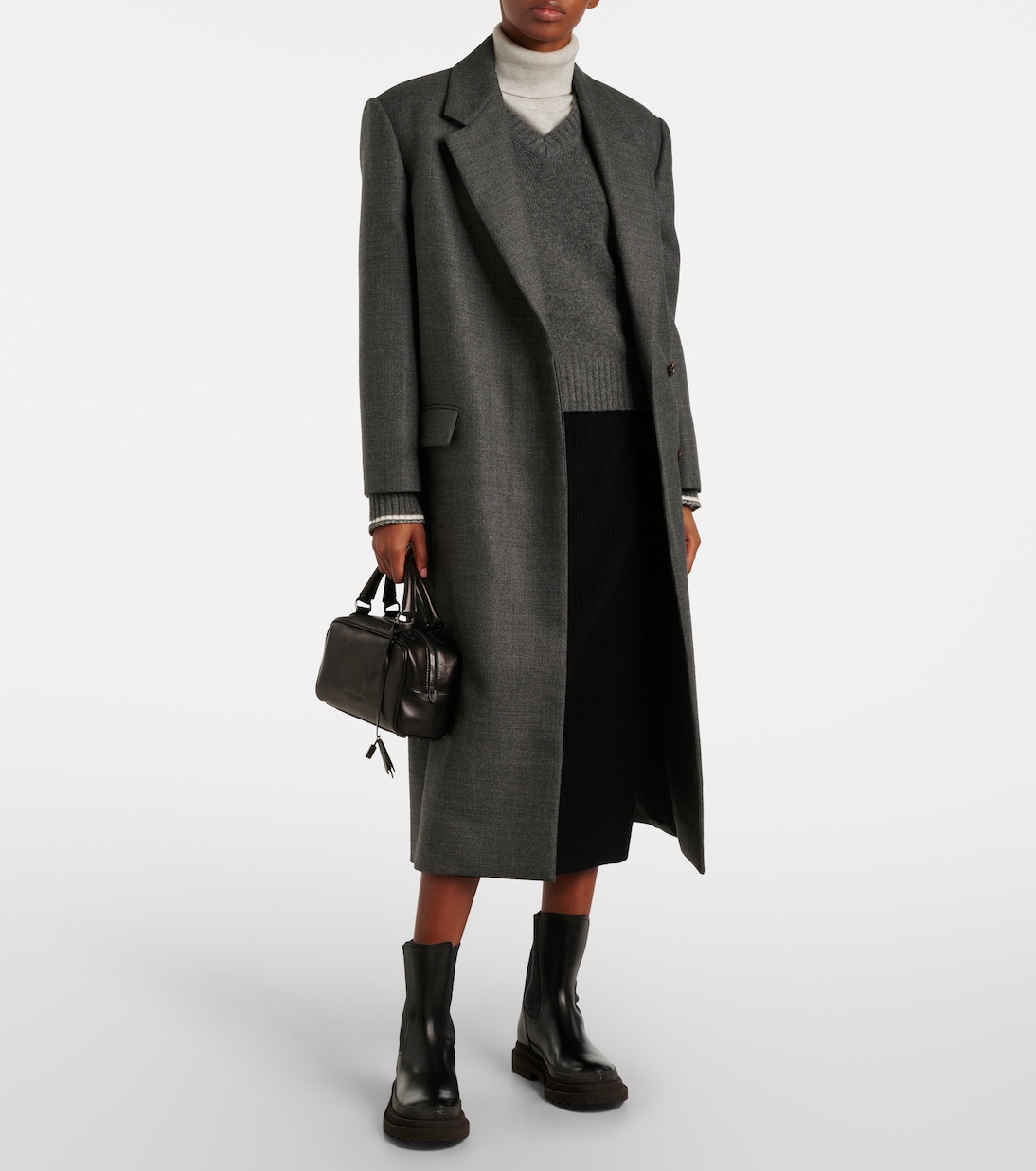 Jupe midi en laine, cachemire et soie | Brunello Cucinelli