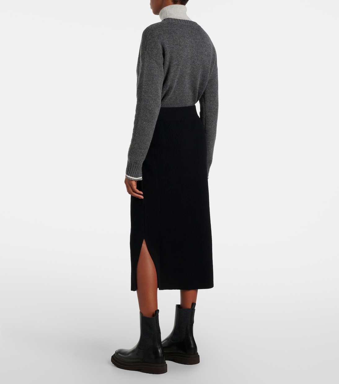 Jupe midi en laine, cachemire et soie | Brunello Cucinelli