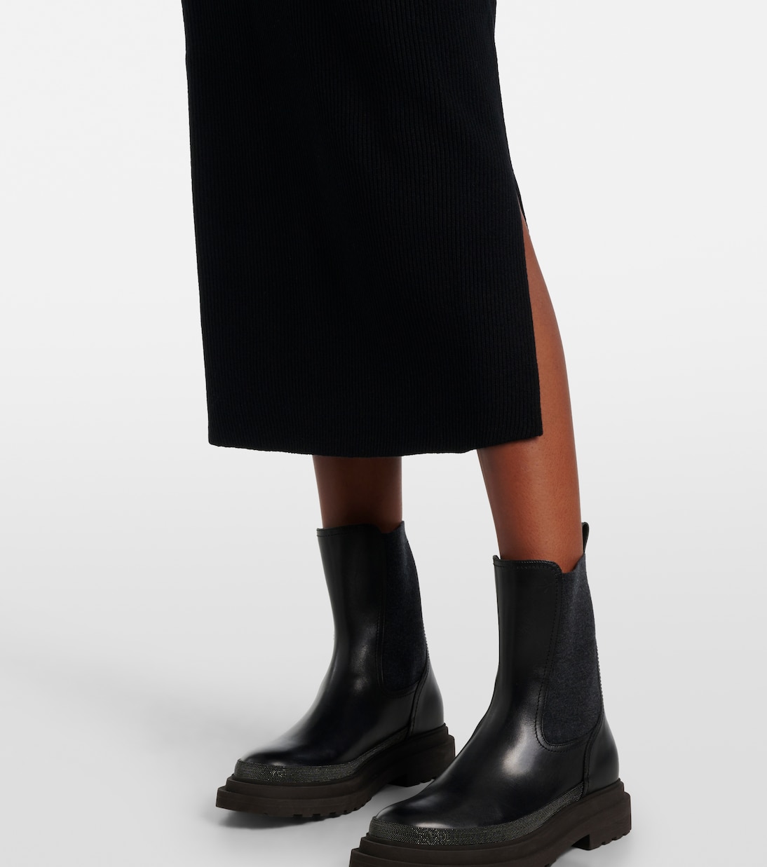 Jupe midi en laine, cachemire et soie | Brunello Cucinelli