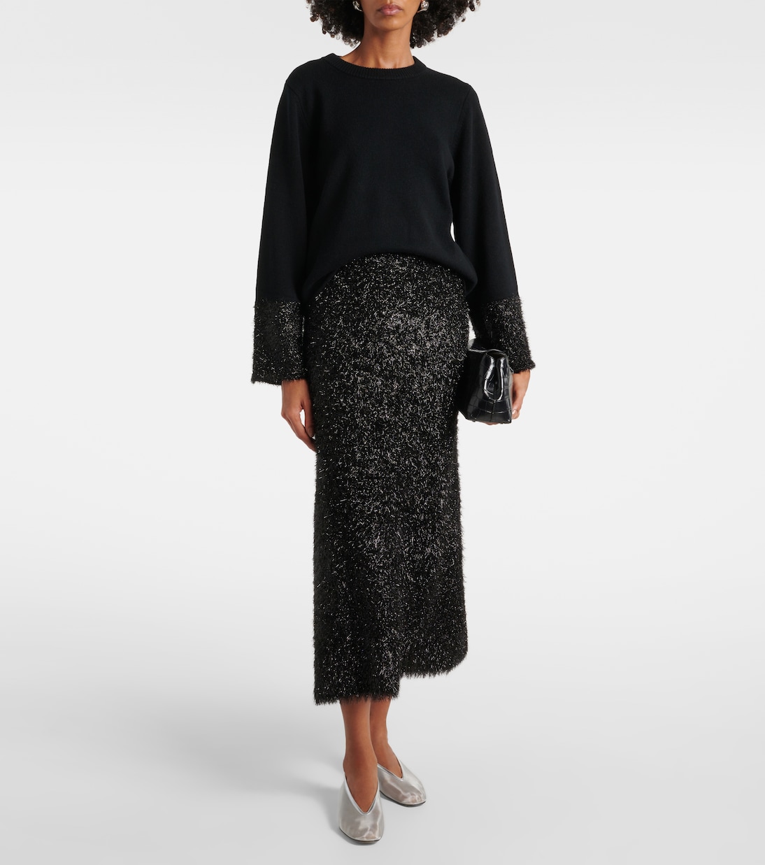 Gonna midi in maglia di lamé | Jardin des Orangers
