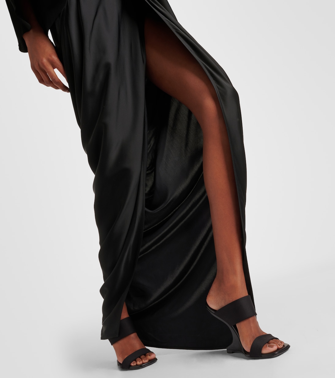 Robe portefeuille longue en satin | Rick Owens