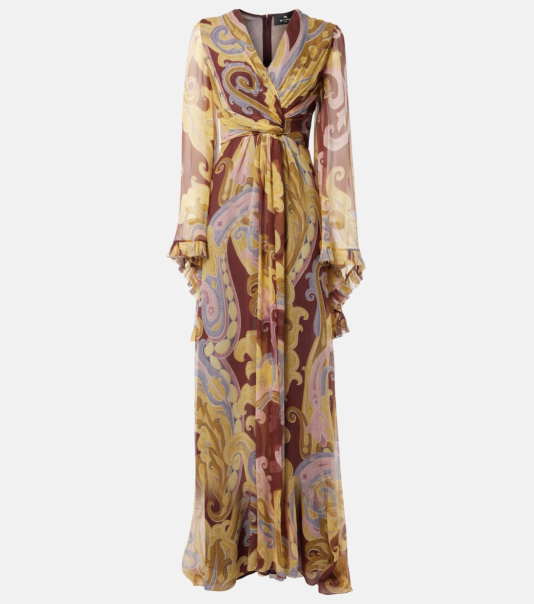 Printed gathered silk chiffon gown | Etro