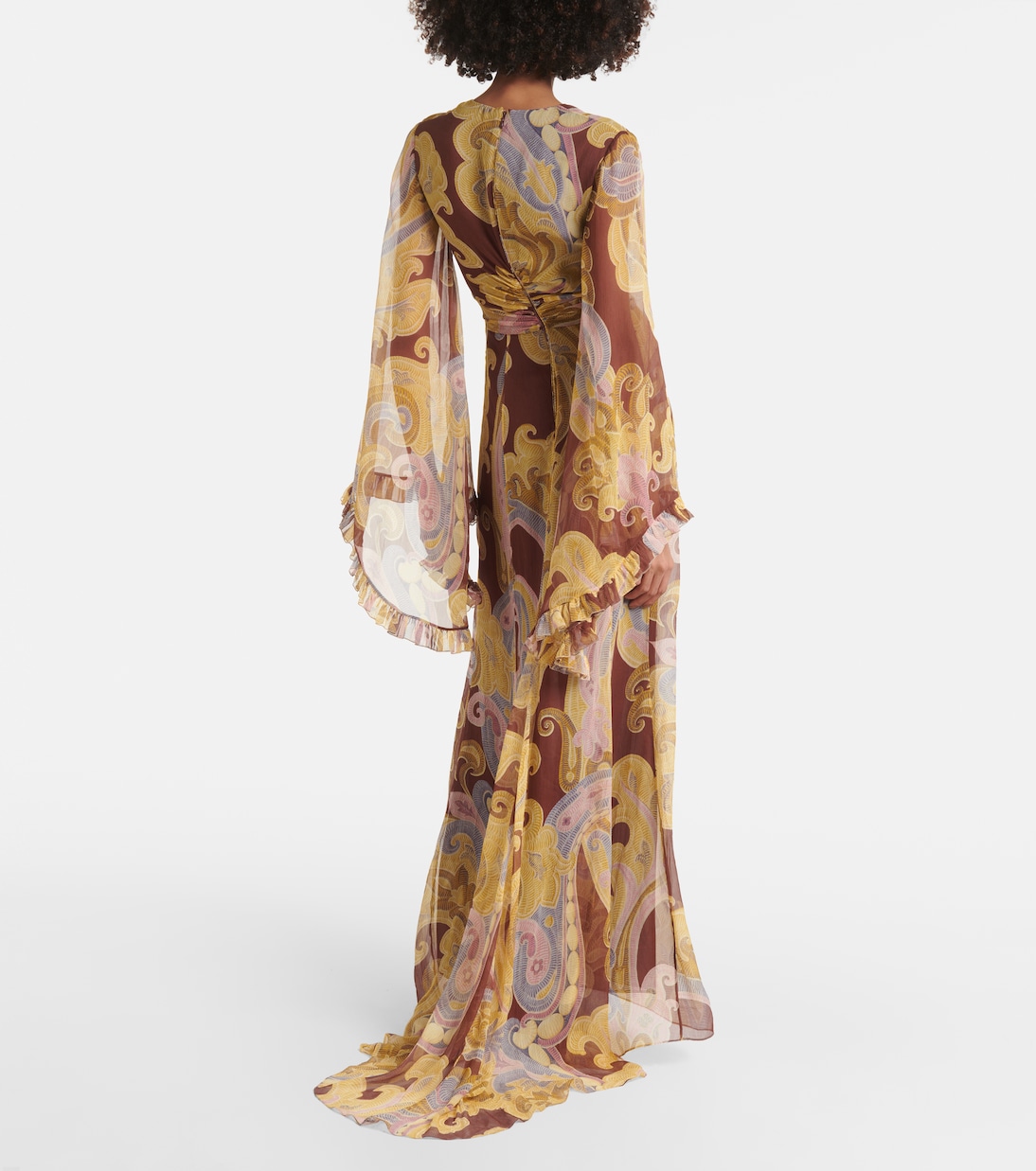 Printed gathered silk chiffon gown | Etro