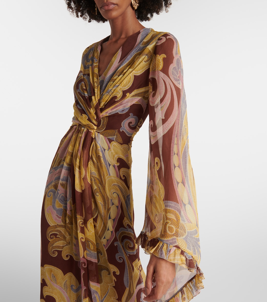 Printed gathered silk chiffon gown | Etro