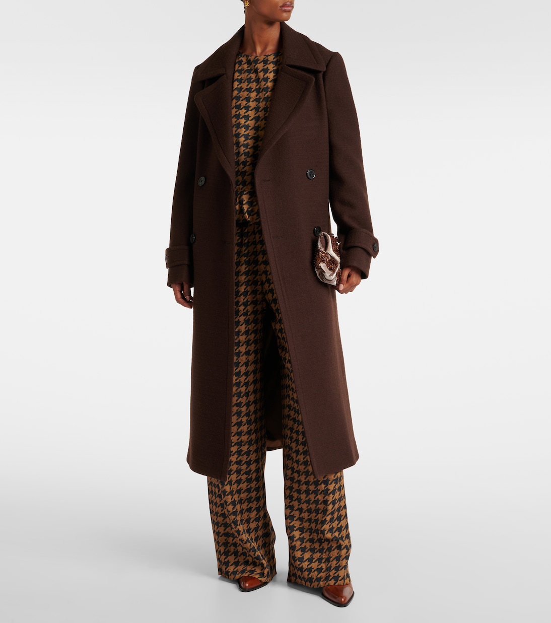 Pantaloni regular in raso pied-de-poule | Dries Van Noten