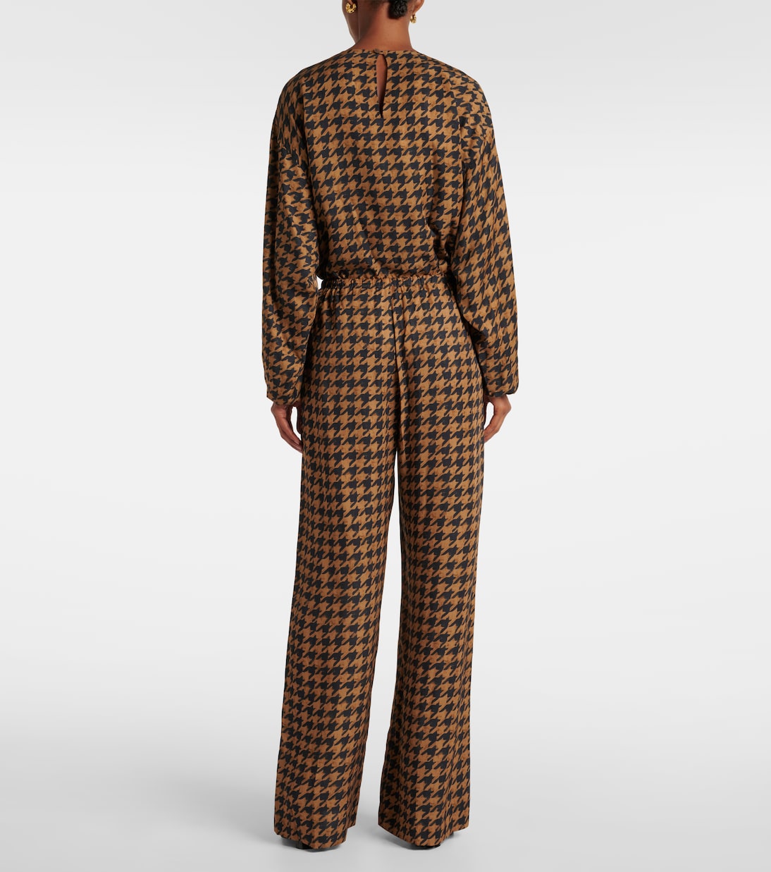 Pantaloni regular in raso pied-de-poule | Dries Van Noten