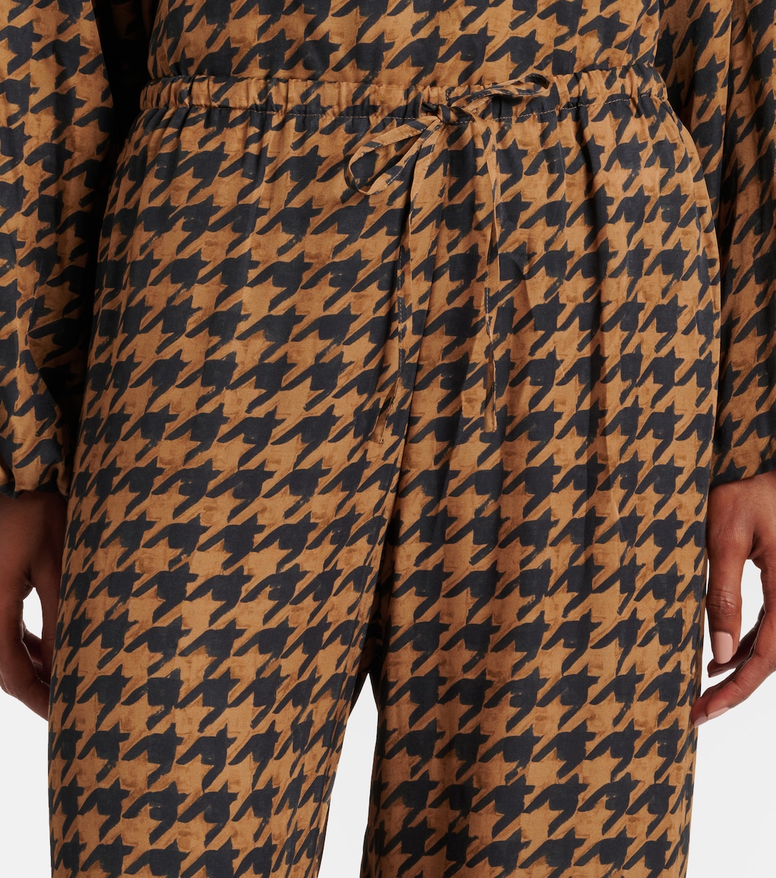 Pantaloni regular in raso pied-de-poule | Dries Van Noten