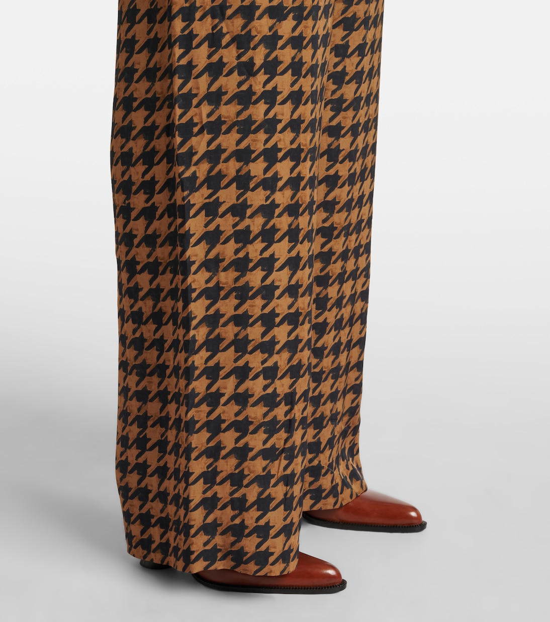 Pantaloni regular in raso pied-de-poule | Dries Van Noten