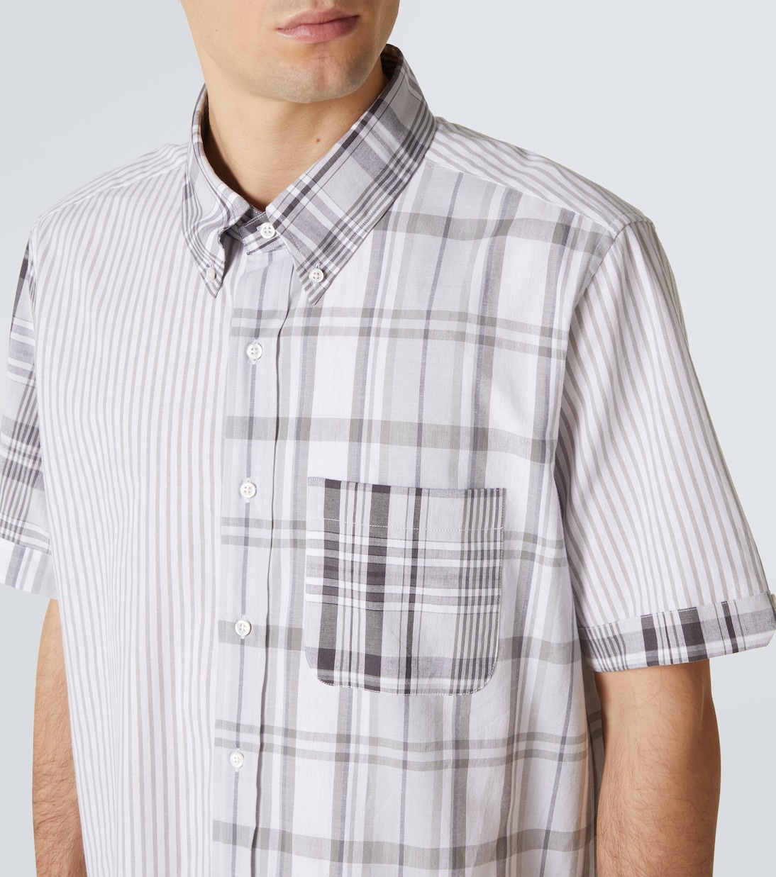 Camicia in cotone patchwork a righe | Thom Browne