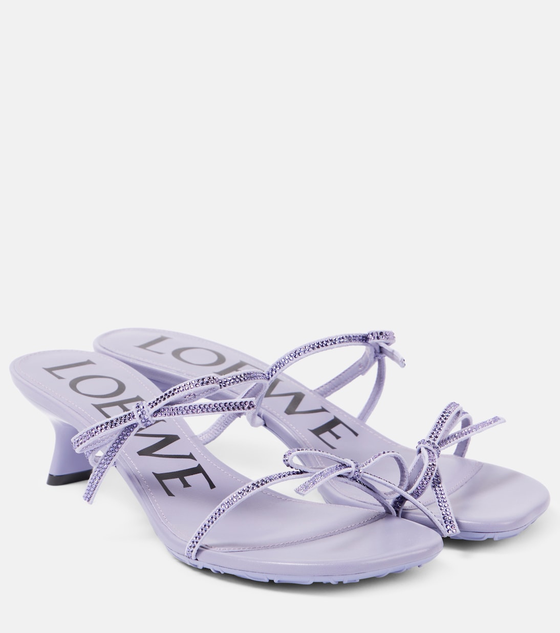 Petal 45 bow-detail suede sandals in purple - Loewe | Mytheresa