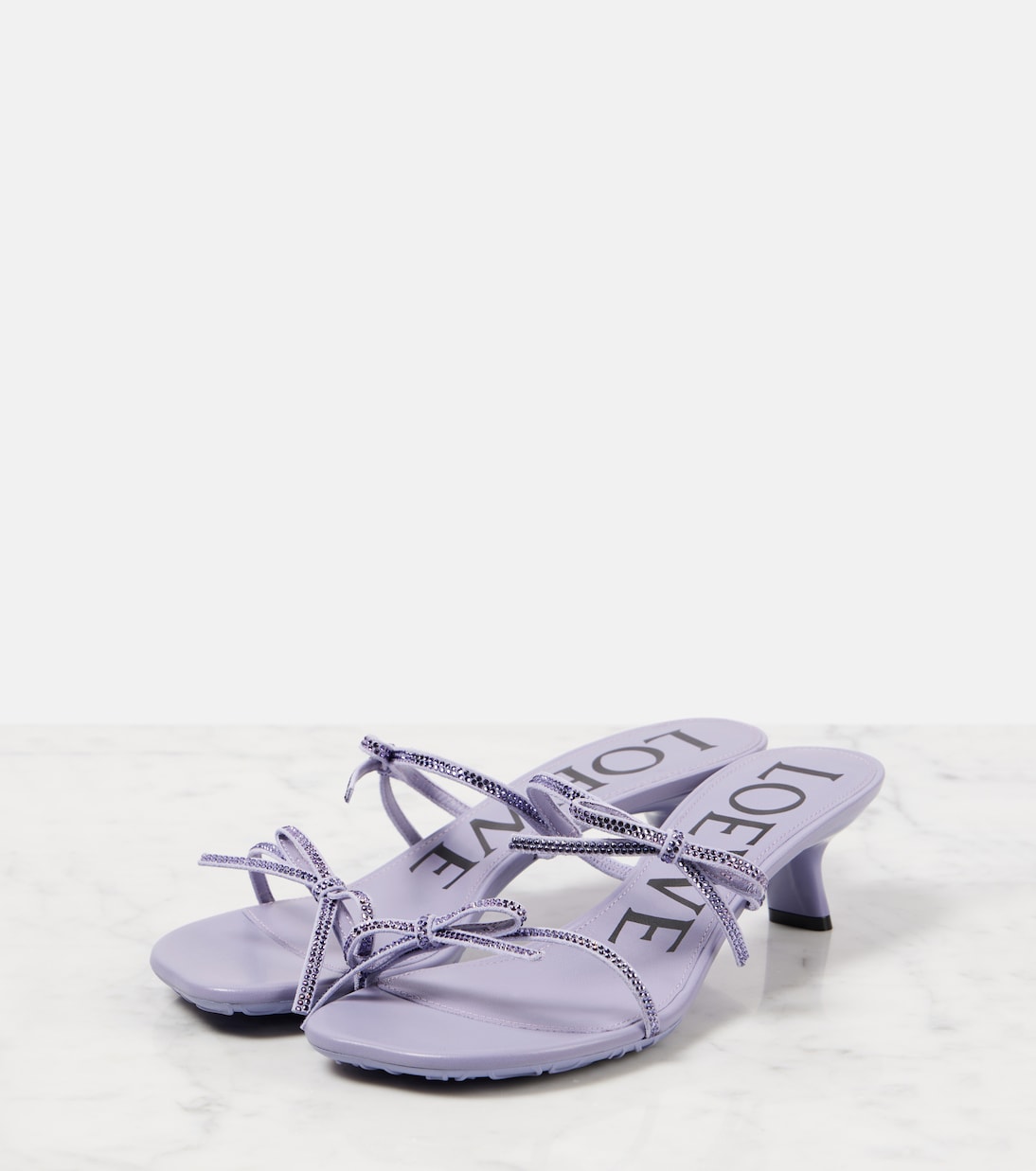 Petal 45 bow-detail suede sandals  | Loewe