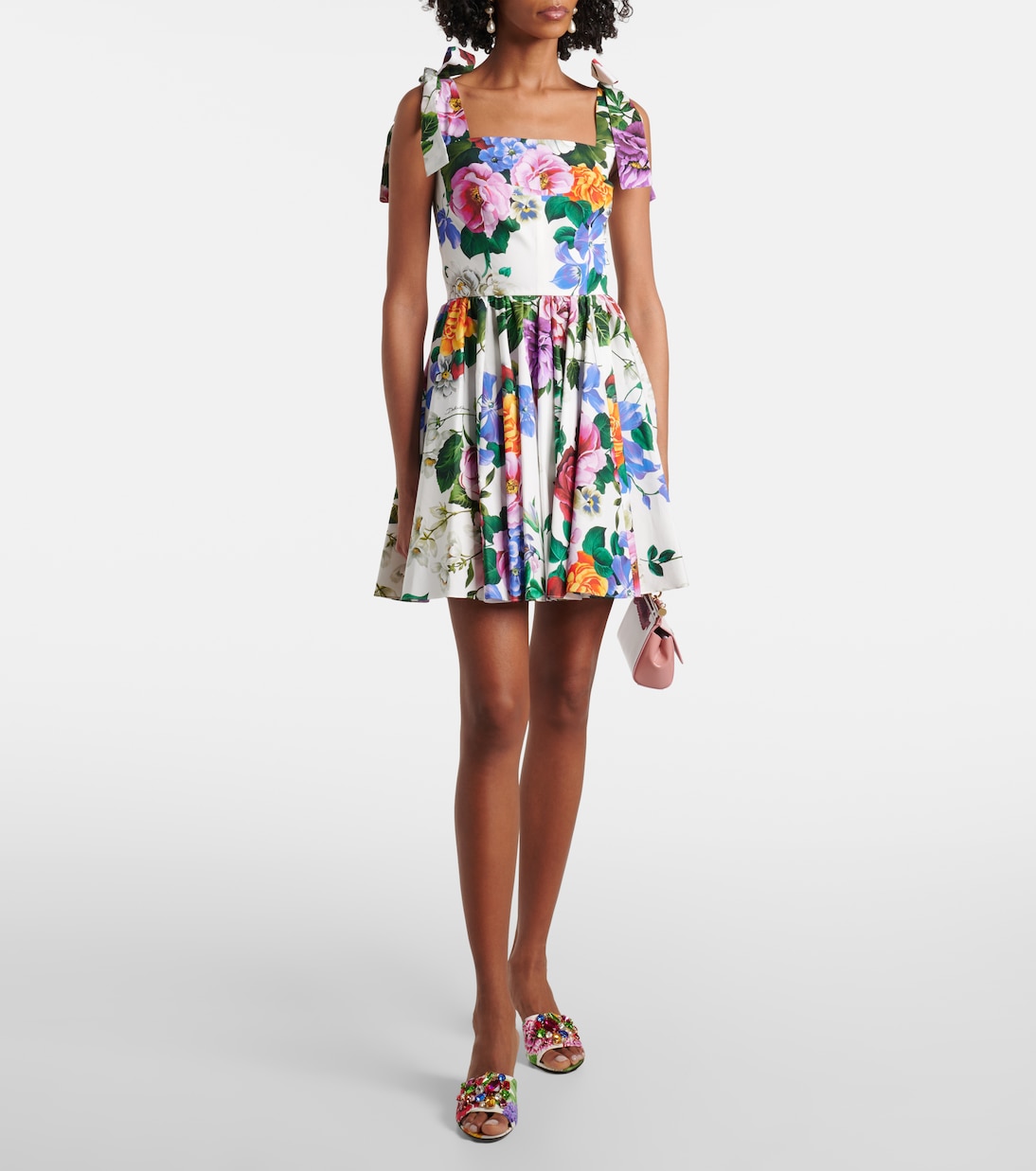Abito corto in cotone con stampa | Dolce&Gabbana