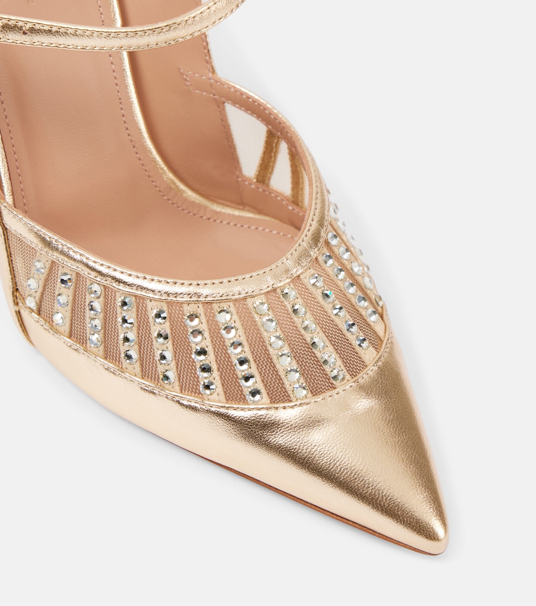 Verzierte Mules Bardot 90 aus Metallic-Leder  | Malone Souliers
