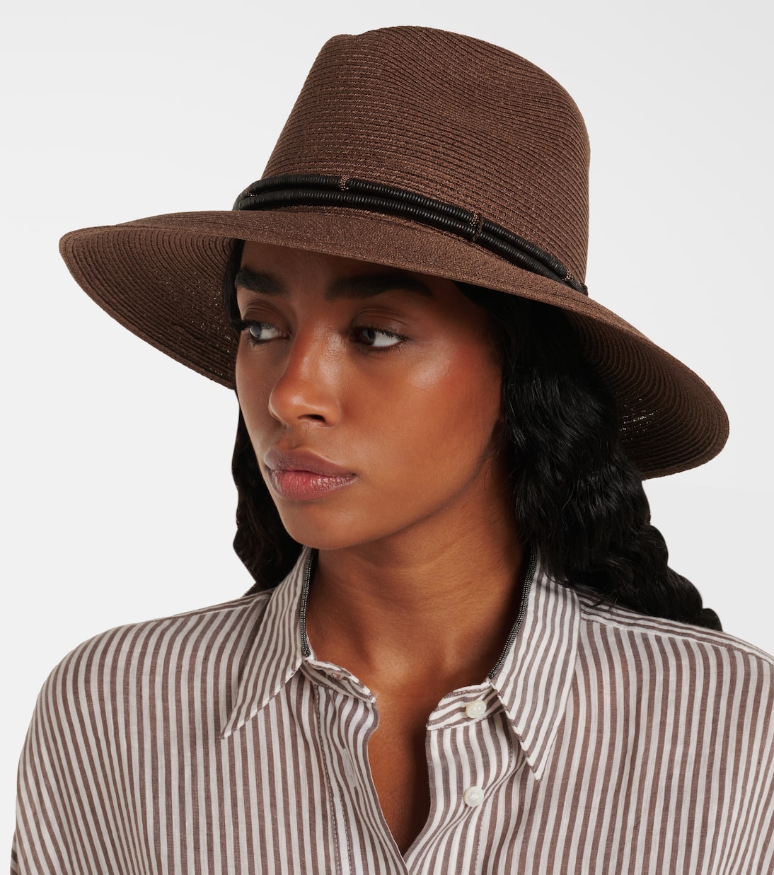 BRUNELLO CUCINELLI Cappello Fedora con Fini Detagli in Pelle per Stile Giovanile