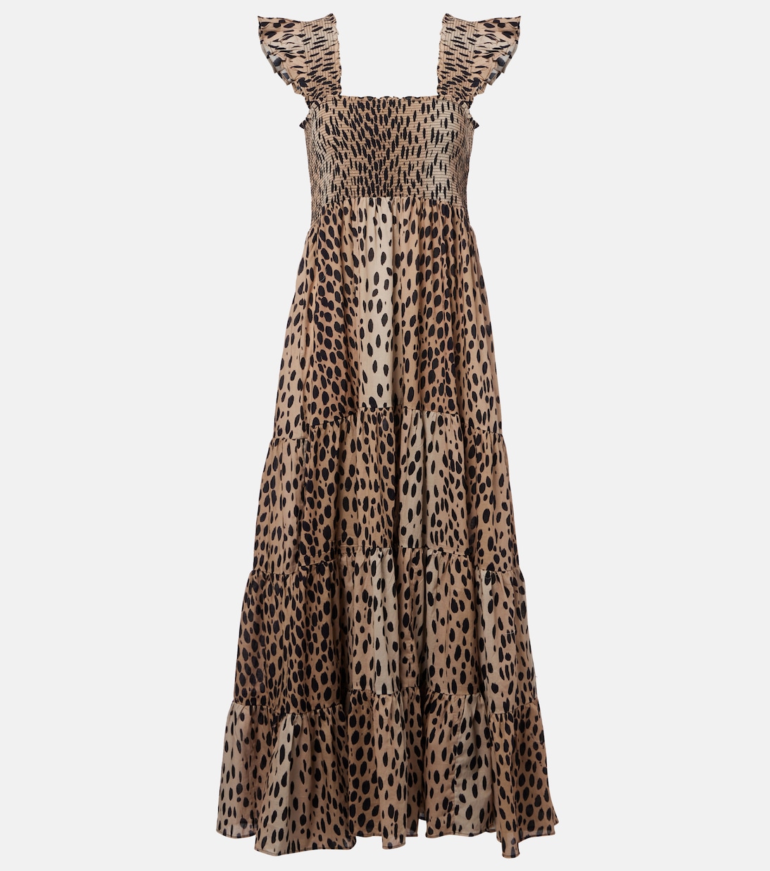 Tiered leopard-print cotton maxi dress | Rixo