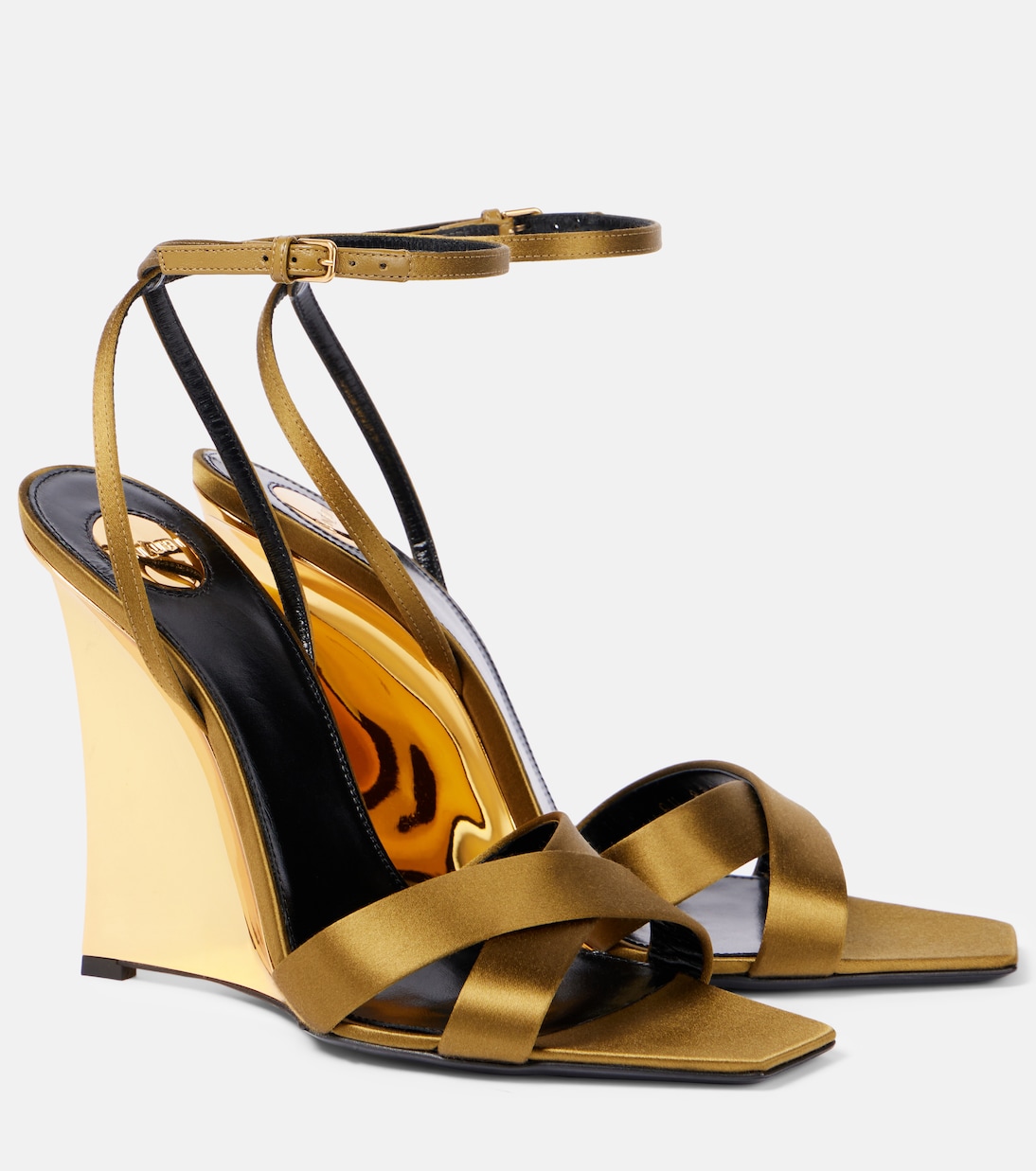 Sandales compensées Lucienne en satin | Saint Laurent