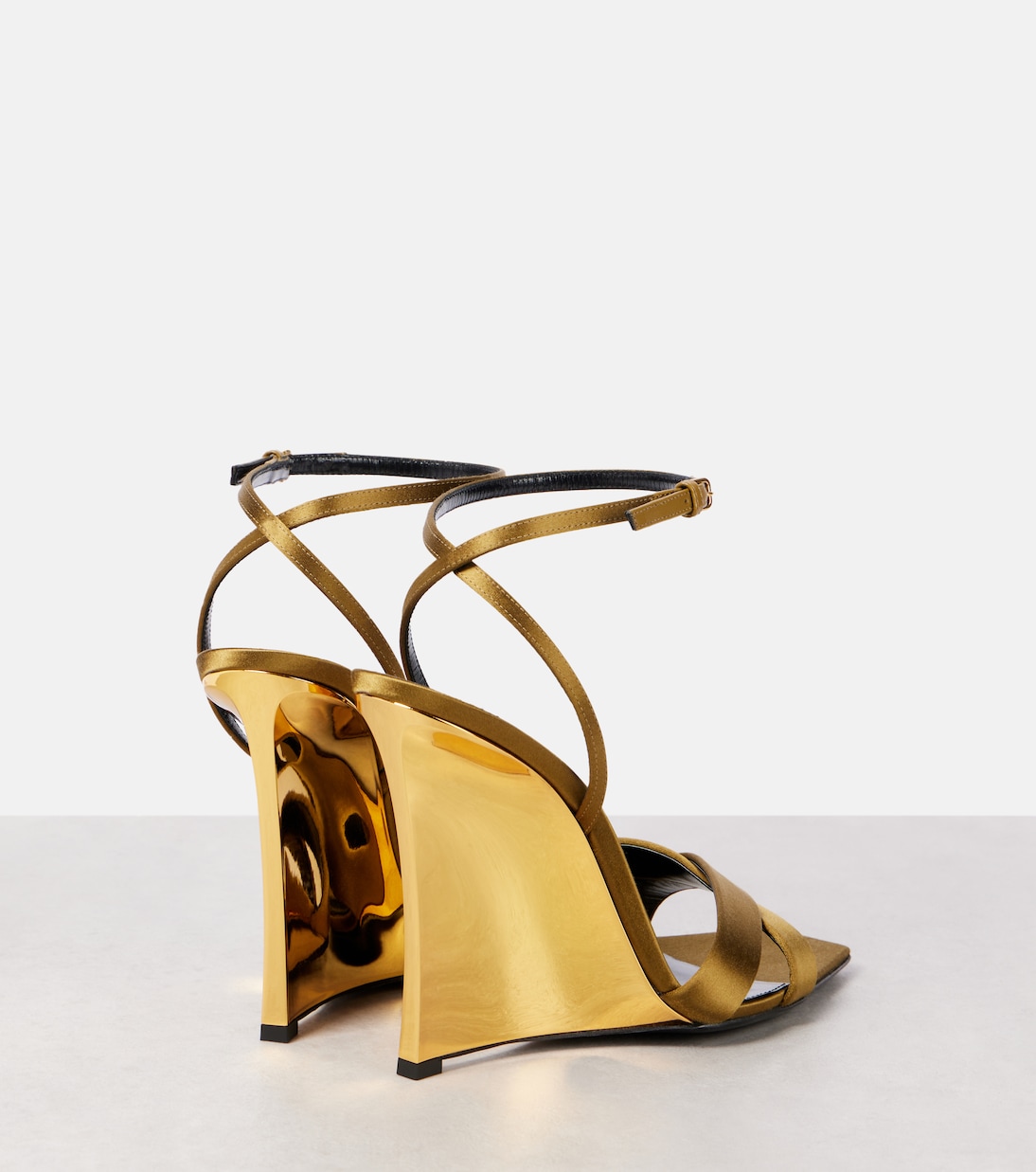 Sandales compensées Lucienne en satin | Saint Laurent