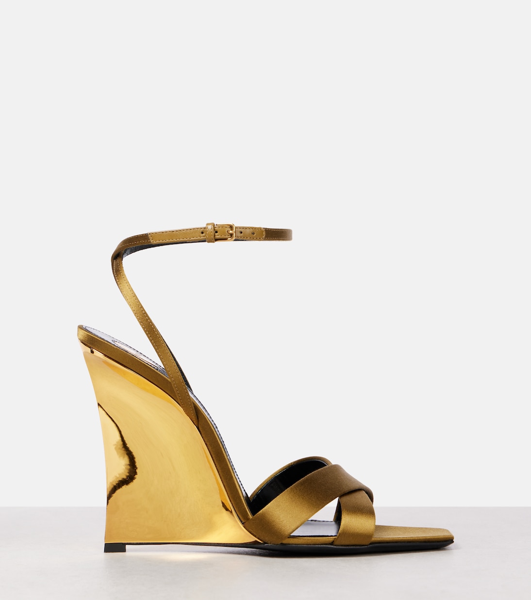 Sandales compensées Lucienne en satin | Saint Laurent