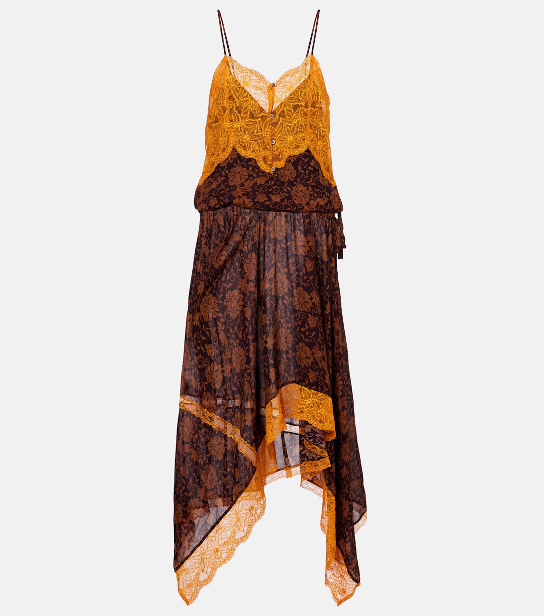Abito sottoveste in jacquard con pizzo | Dries Van Noten