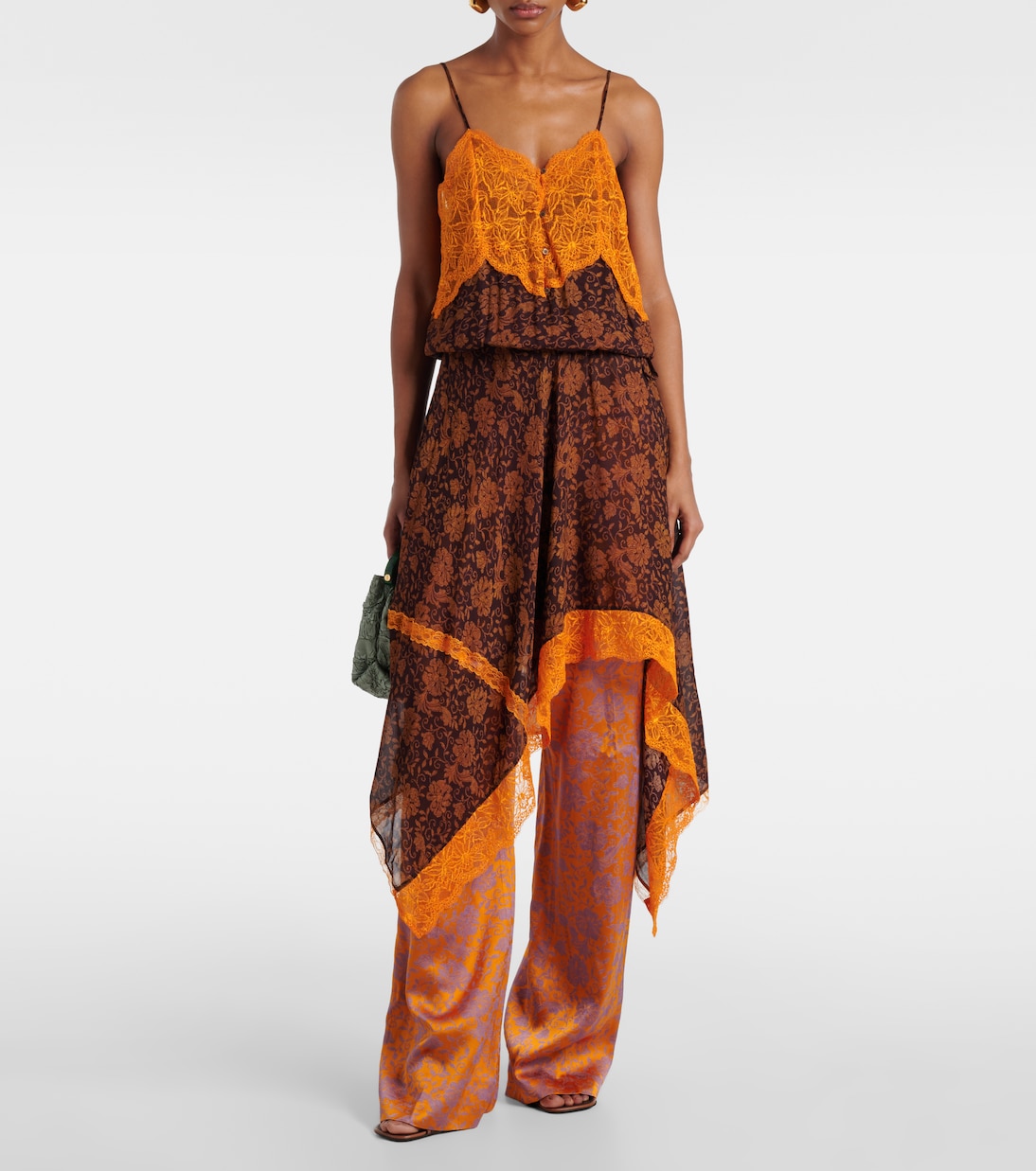 Abito sottoveste in jacquard con pizzo | Dries Van Noten