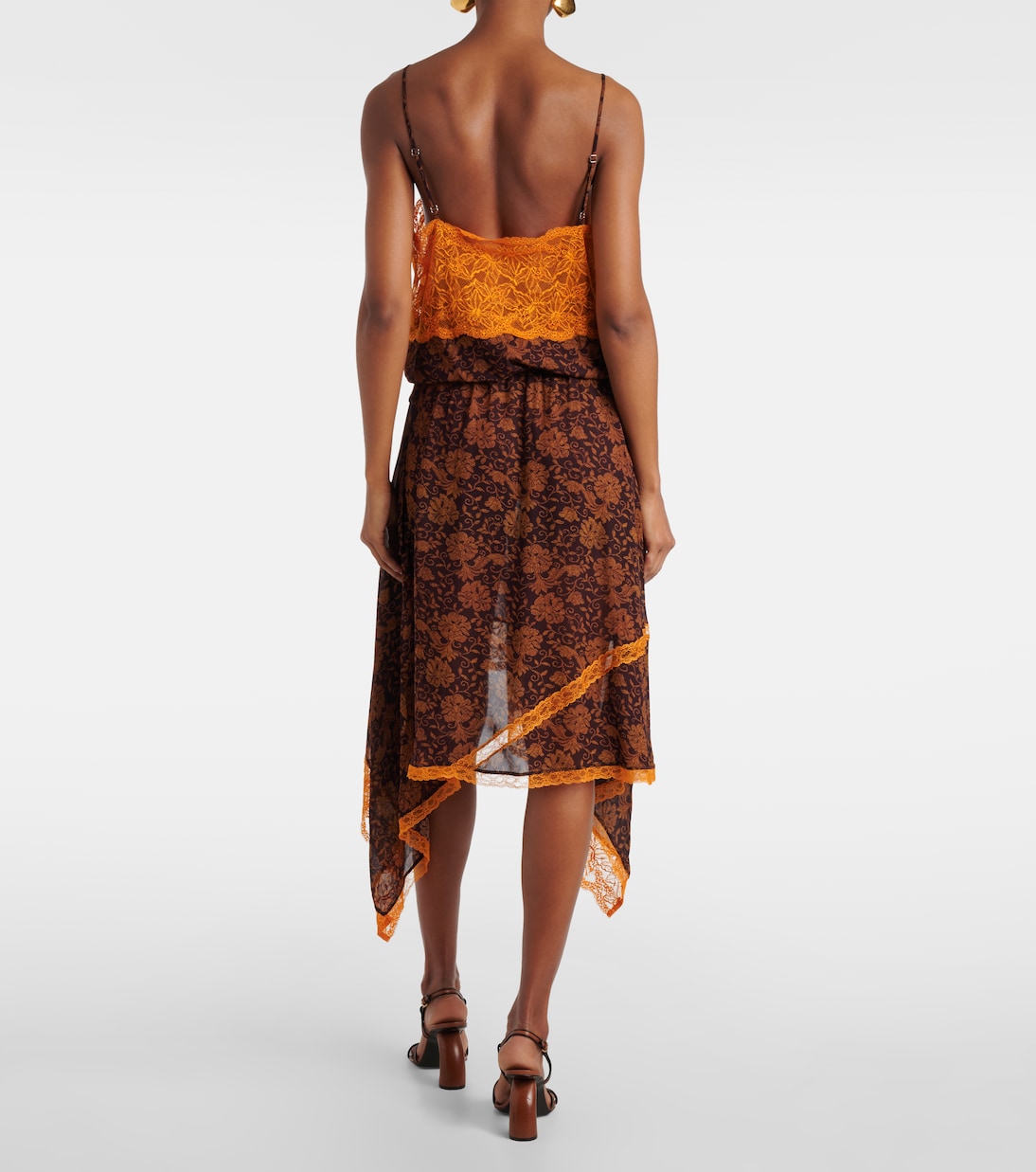 Abito sottoveste in jacquard con pizzo | Dries Van Noten
