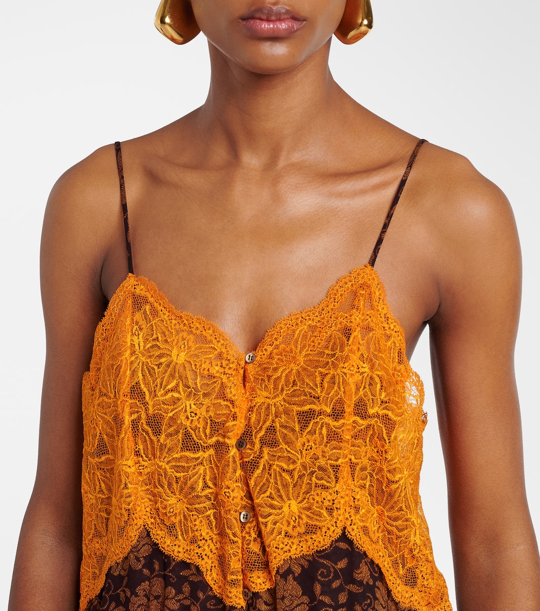 Abito sottoveste in jacquard con pizzo | Dries Van Noten