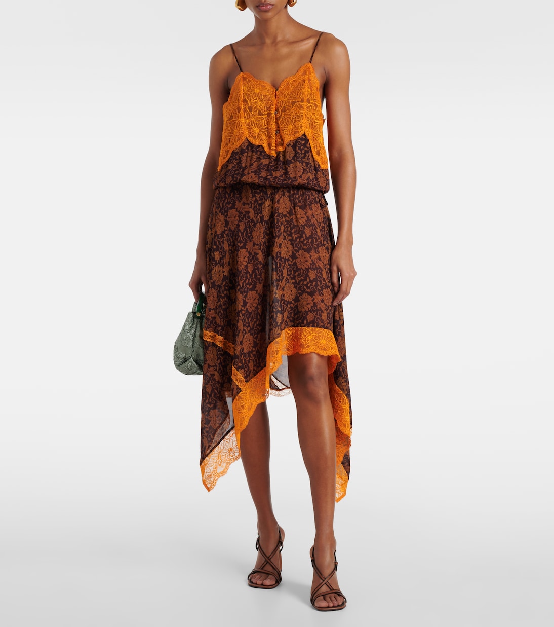 Abito sottoveste in jacquard con pizzo | Dries Van Noten