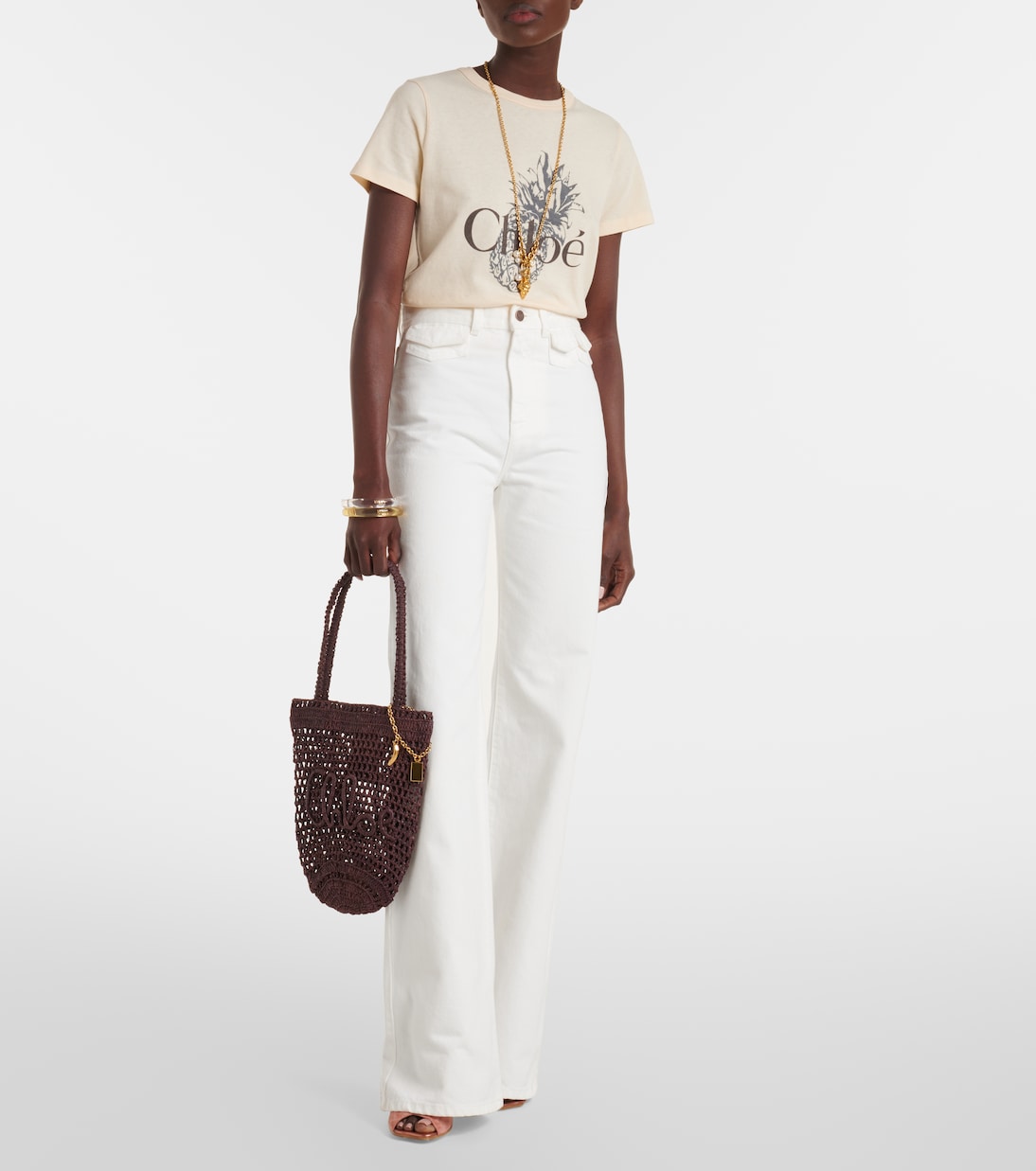 T-shirt in jersey di cotone con logo | Chloé