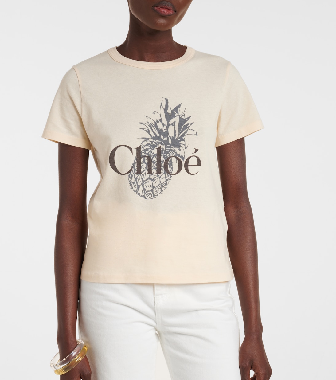 T-shirt in jersey di cotone con logo | Chloé