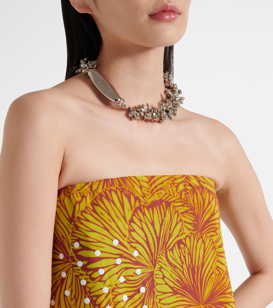 Printed strapless georgette gown | Dries Van Noten