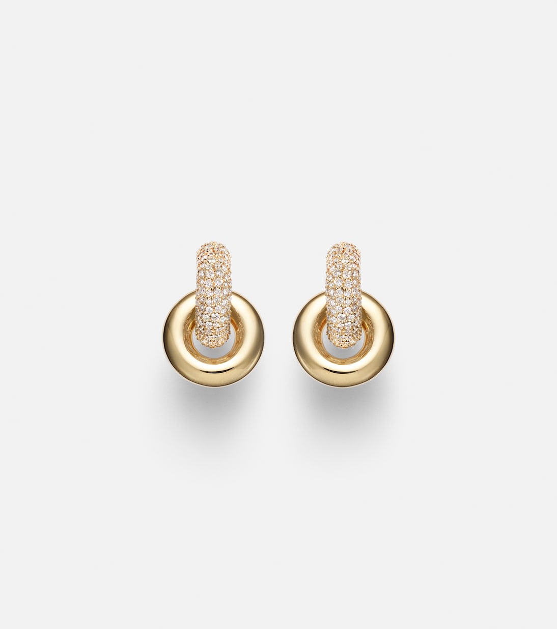 Buoy 14kt gold huggie earrings with diamonds | Stone and Strand
