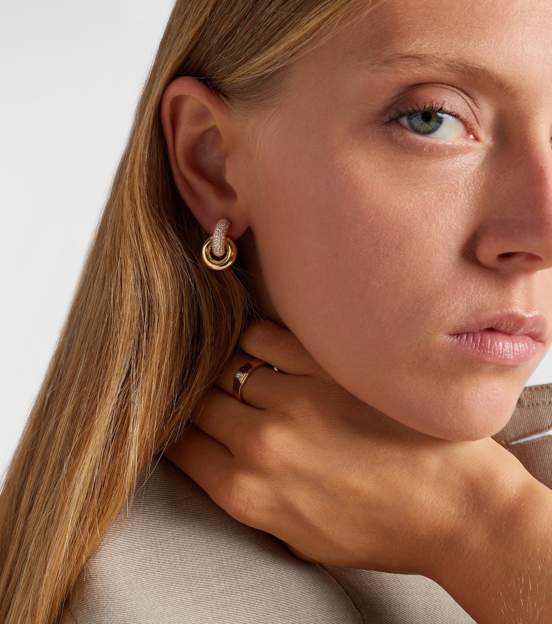 Buoy 14kt gold huggie earrings with diamonds | Stone and Strand