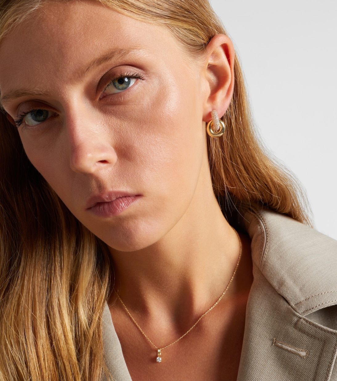 Buoy 14kt gold huggie earrings with diamonds | Stone and Strand