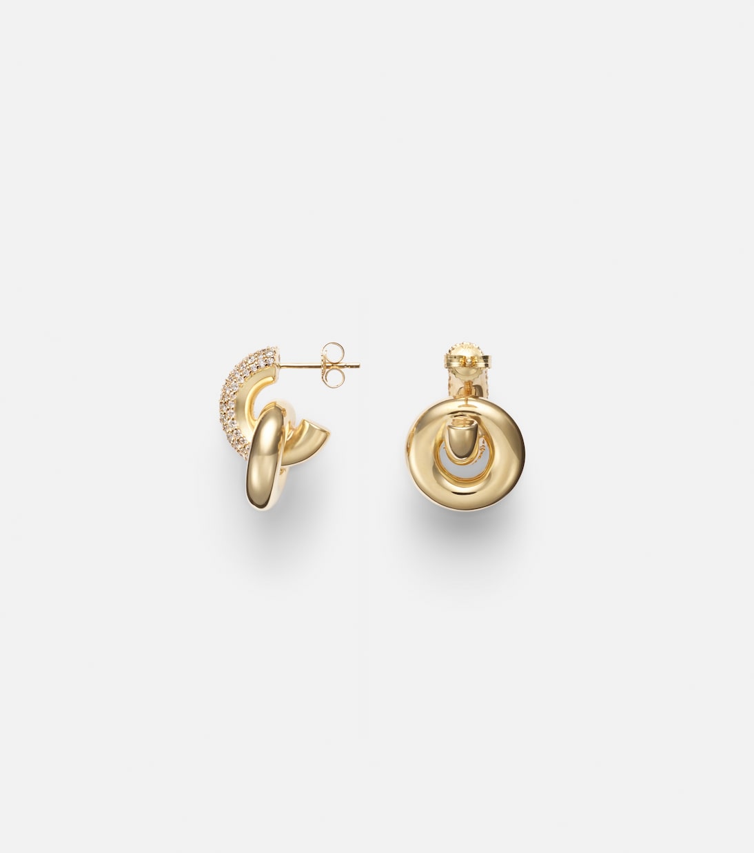 Buoy 14kt gold huggie earrings with diamonds | Stone and Strand