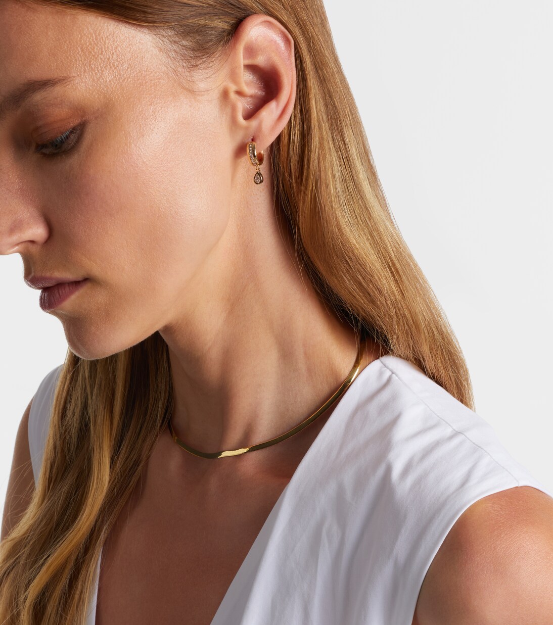 14kt gold hoop earrings with diamonds | Roxanne First