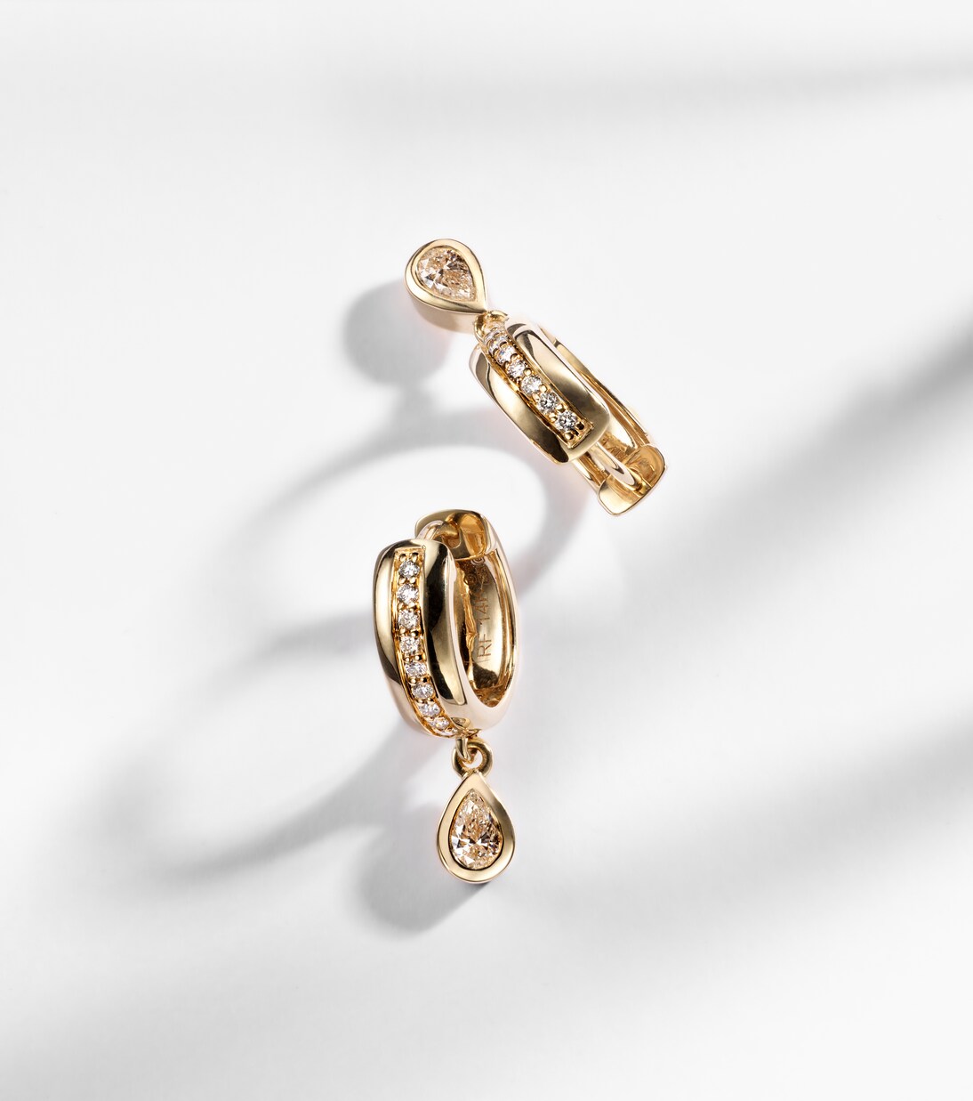 14kt gold hoop earrings with diamonds | Roxanne First