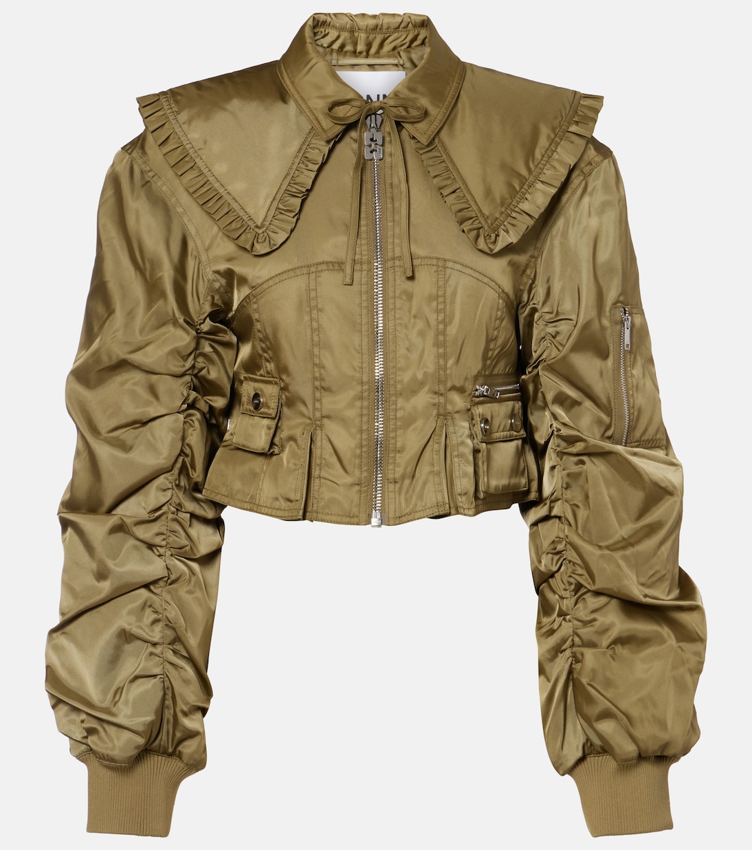 Bomber cropped con ruches | Ganni