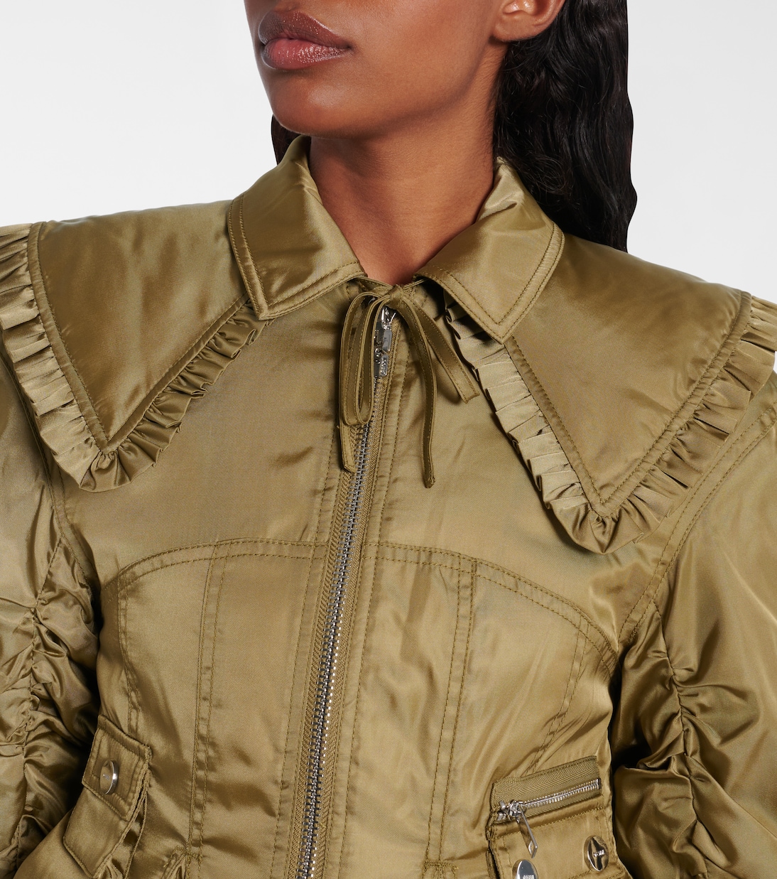 Bomber cropped con ruches | Ganni