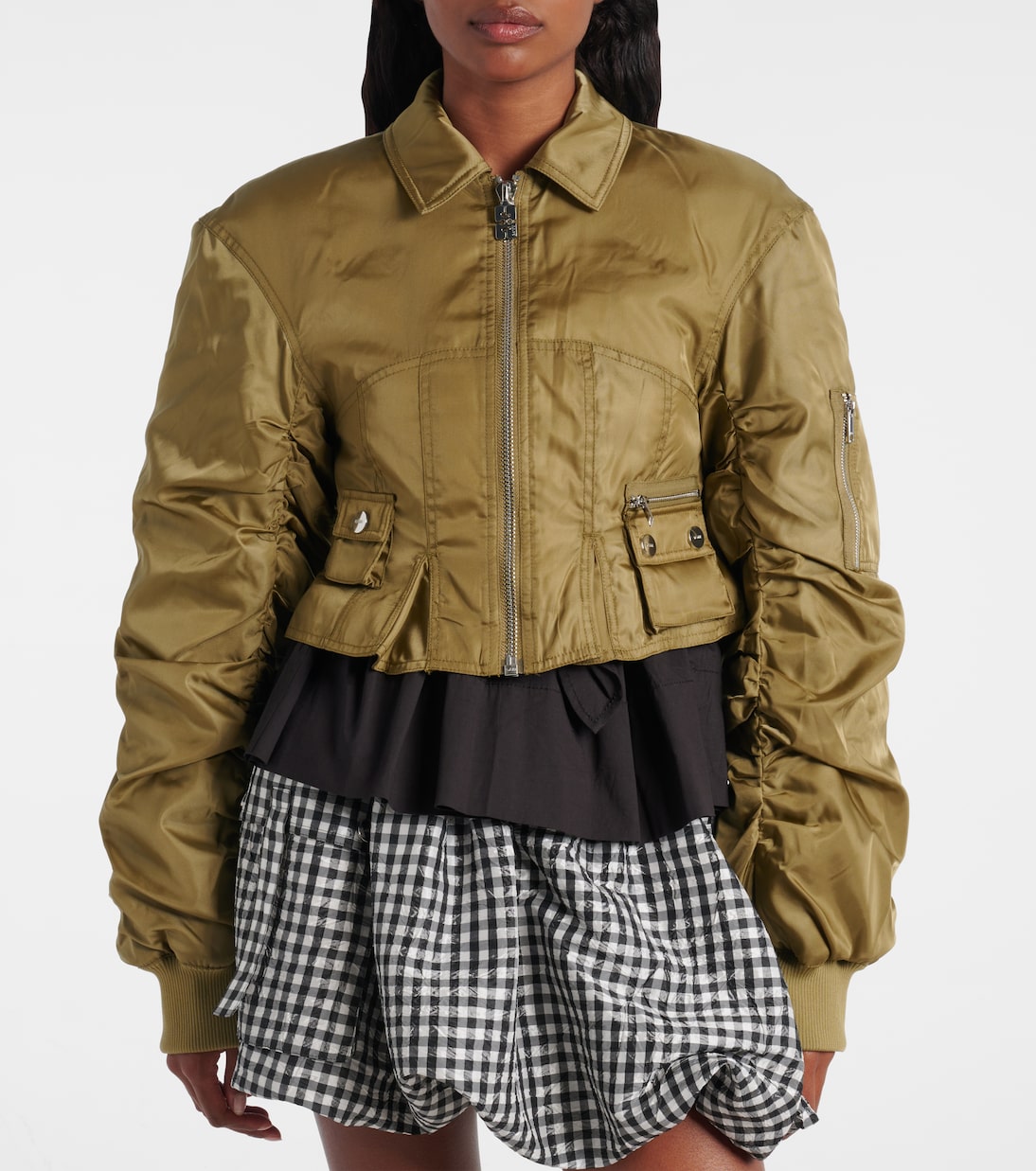 Bomber cropped con ruches | Ganni